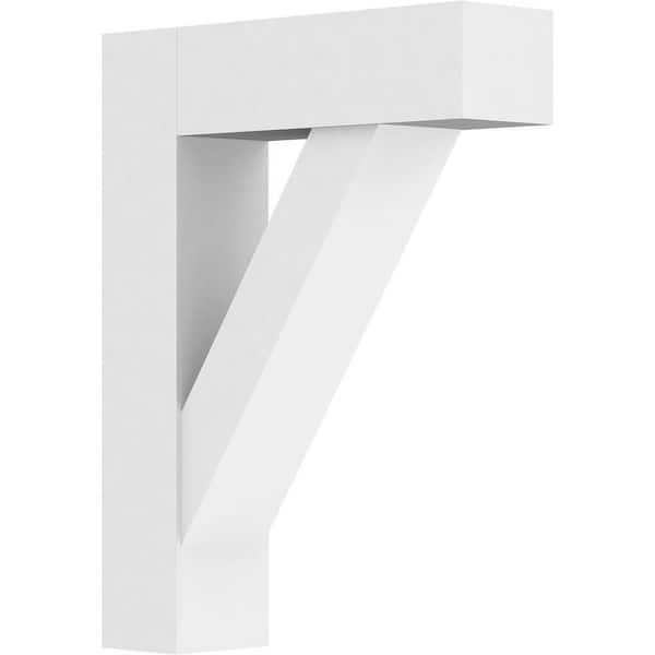 Ekena Millwork 5 in. x 26 in. x 20 in. Traditional Bracket with Block Ends, Standard Architectural Grade PVC Bracket