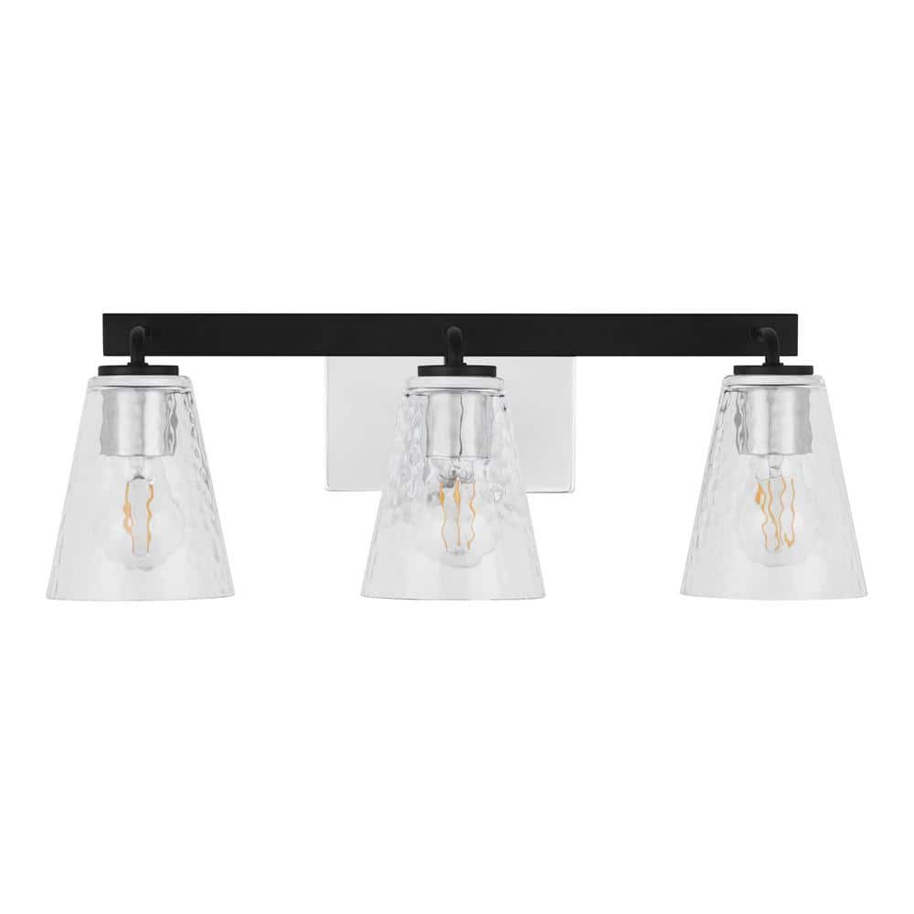 Home Decorators Collection Westbrook 3-Light Matte Black Modern Bathroom Vanity Light with Chrome Accents -  4000203-05