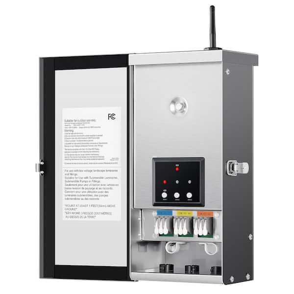 Wi-Fi Low Voltage Landscape Transformer with 3 Zones 300W Smart Outdoor Lighting Controller Waterproof Stainless Steel