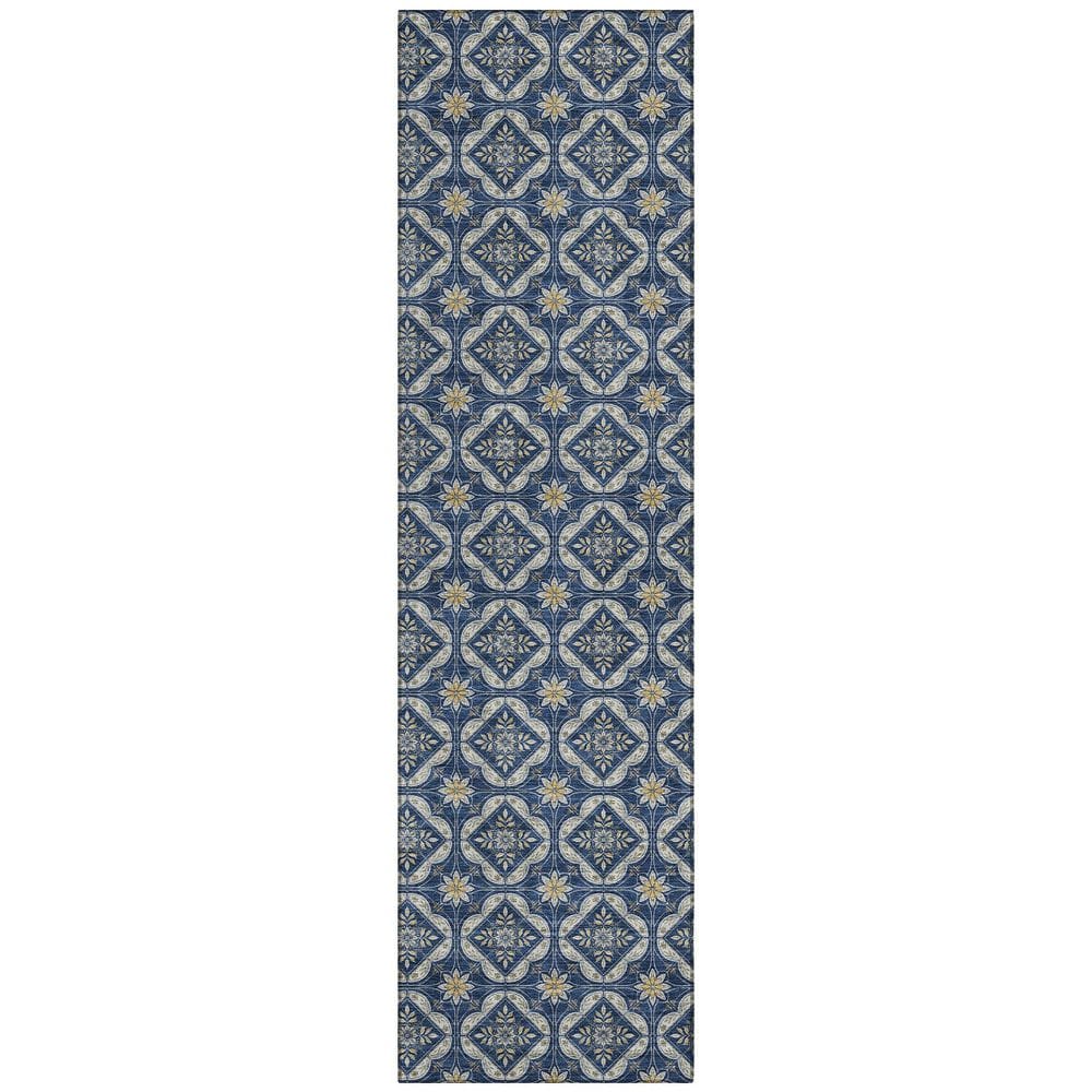 Chantille Machine Washable Indoor/Outdoor Abstract ACN2631 Navy 2 ft. x 7 ft. Runner Rug price history on PriceWatchPro