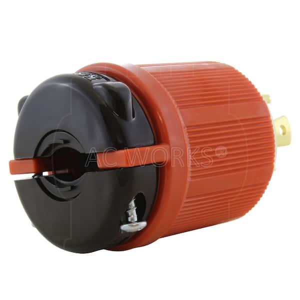 AC WORKS NEMA L17-30P 3-Phase 30A 600V 4-Prong Locking Male Plug