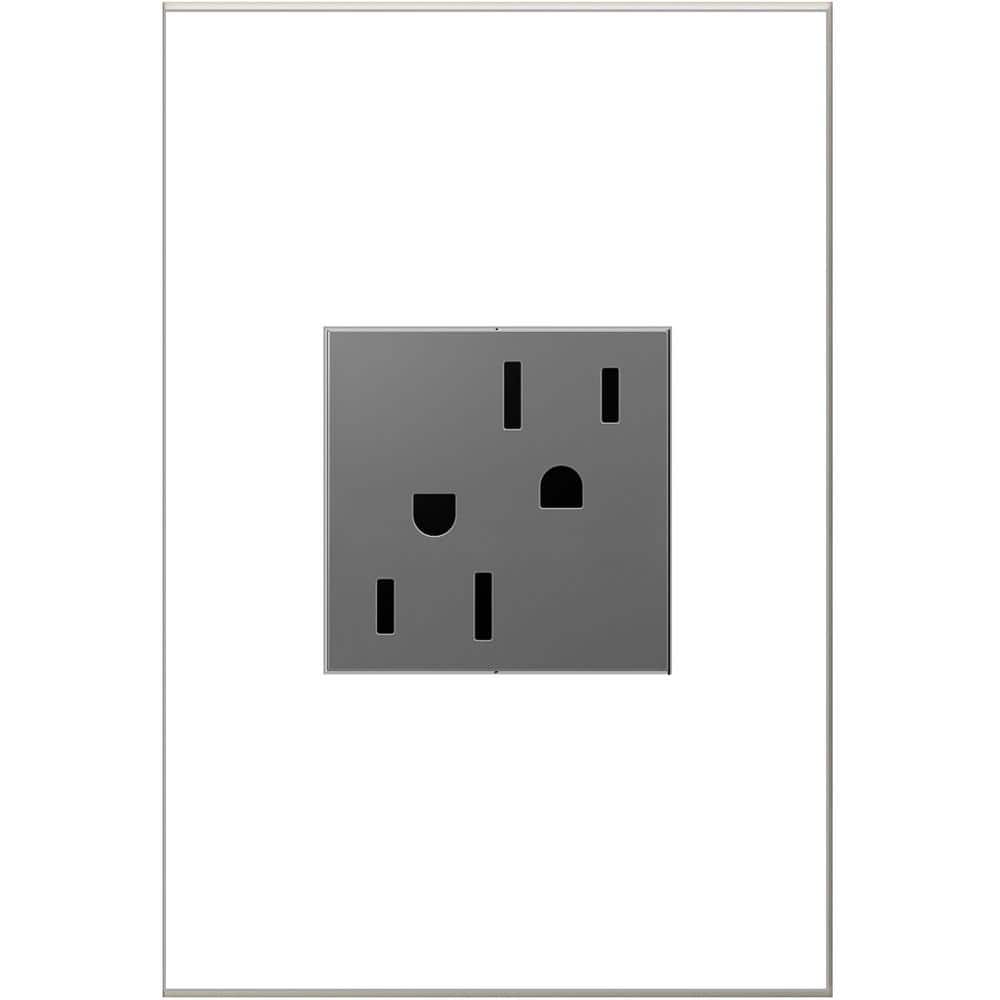 Silver Tamper Resistant In-Wall Outlet with Wall Plate