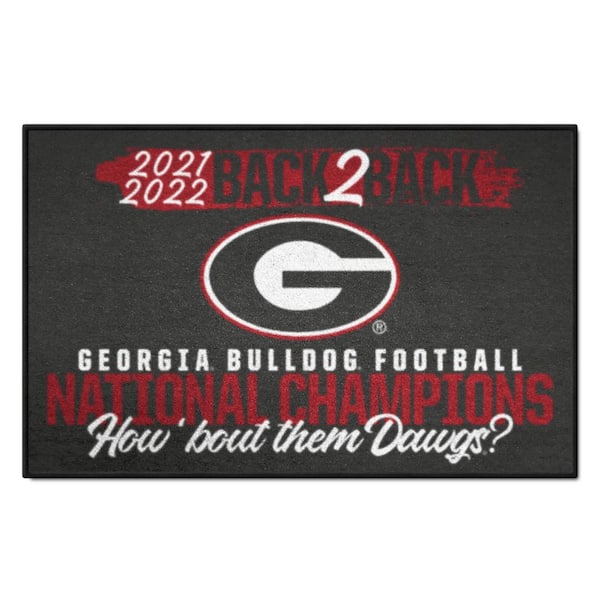 FANMATS Georgia Bulldogs Back to Back Champions Accent Rug - 19in. x 30in.
