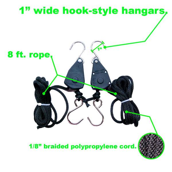 WYZM 6-Pack 1/8 Inch Rope Ratchet Reflector Grow Light Hangers - 150lb Capacity