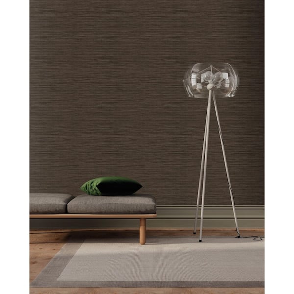 Brown Bear Faux Linen Weave Print Non Woven Non-Pasted Textured Wallpaper 57 Sq. Ft.