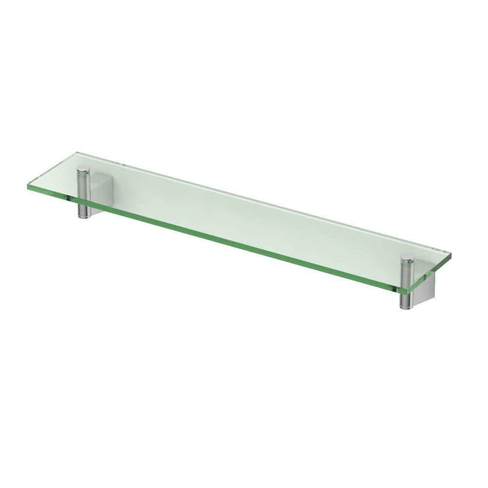 19.75 Floating Glass Bathroom Wall Shelf Chrome - Danya B.