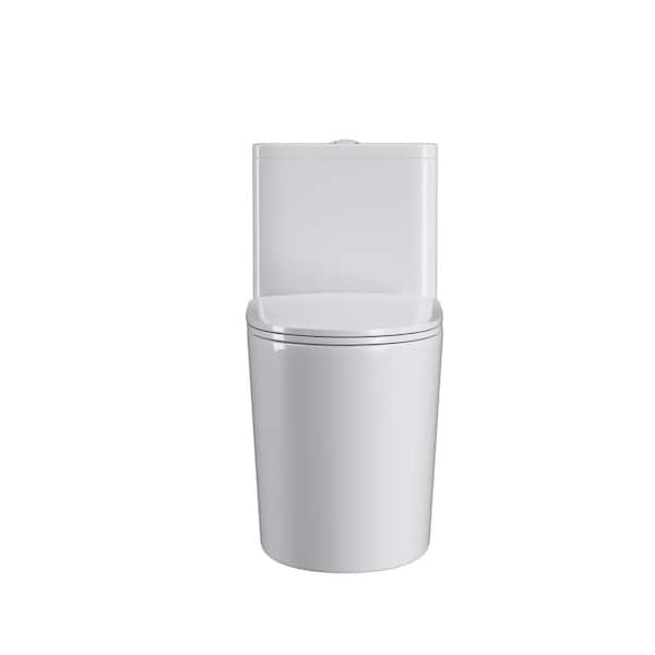 cadeninc 1-Piece 1.28 GPF Dual Flush Elongated Ceramic Toilet in White with Close Seat