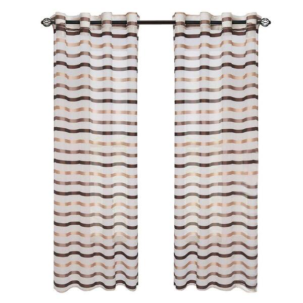 Lavish Home Taupe Sonya Grommet Curtain Panel, 84 in. Length