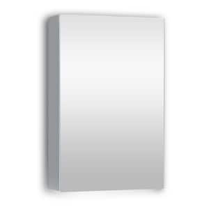 30 in. W x 20 in. H Large Rectangular Silver Aluminum Surface Mount Medicine Cabinet with Mirror (Left Open)