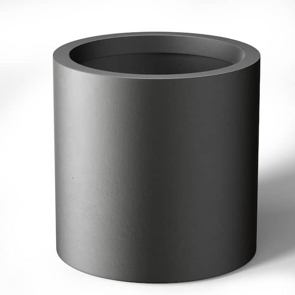 13 in. W x 13 in. H Charcoal Black Large Tall Round Concrete Planter / Garden Plant Pot for Indoor and Outdoor
