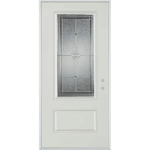 32 in. x 80 in. Victoria Classic Zinc 3/4 Lite 1-Panel Painted White Steel Prehung Front Door
