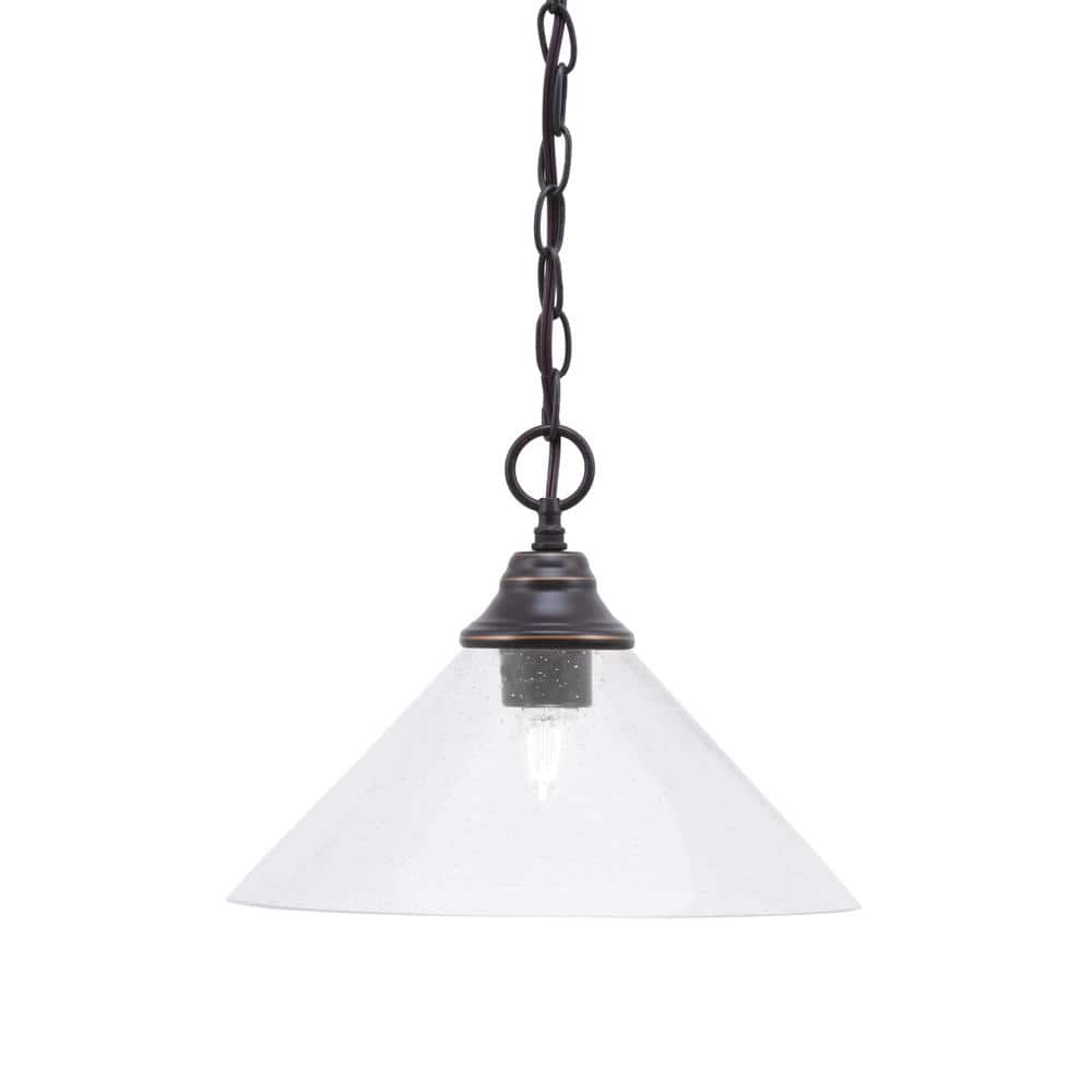 Kingston 100-Watt 1 Light Dark Granite Shaded Pendant Light with 12 in. Cle