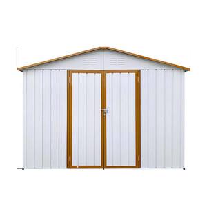 6 ft. x 8 ft. Outdoor Metal Storage Sheds with Double Door, White Plus Yellow(48 sq. ft.)