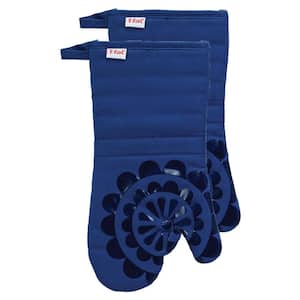 Blue Medallion Cotton Silicone Oven Mitt (2-Pack)
