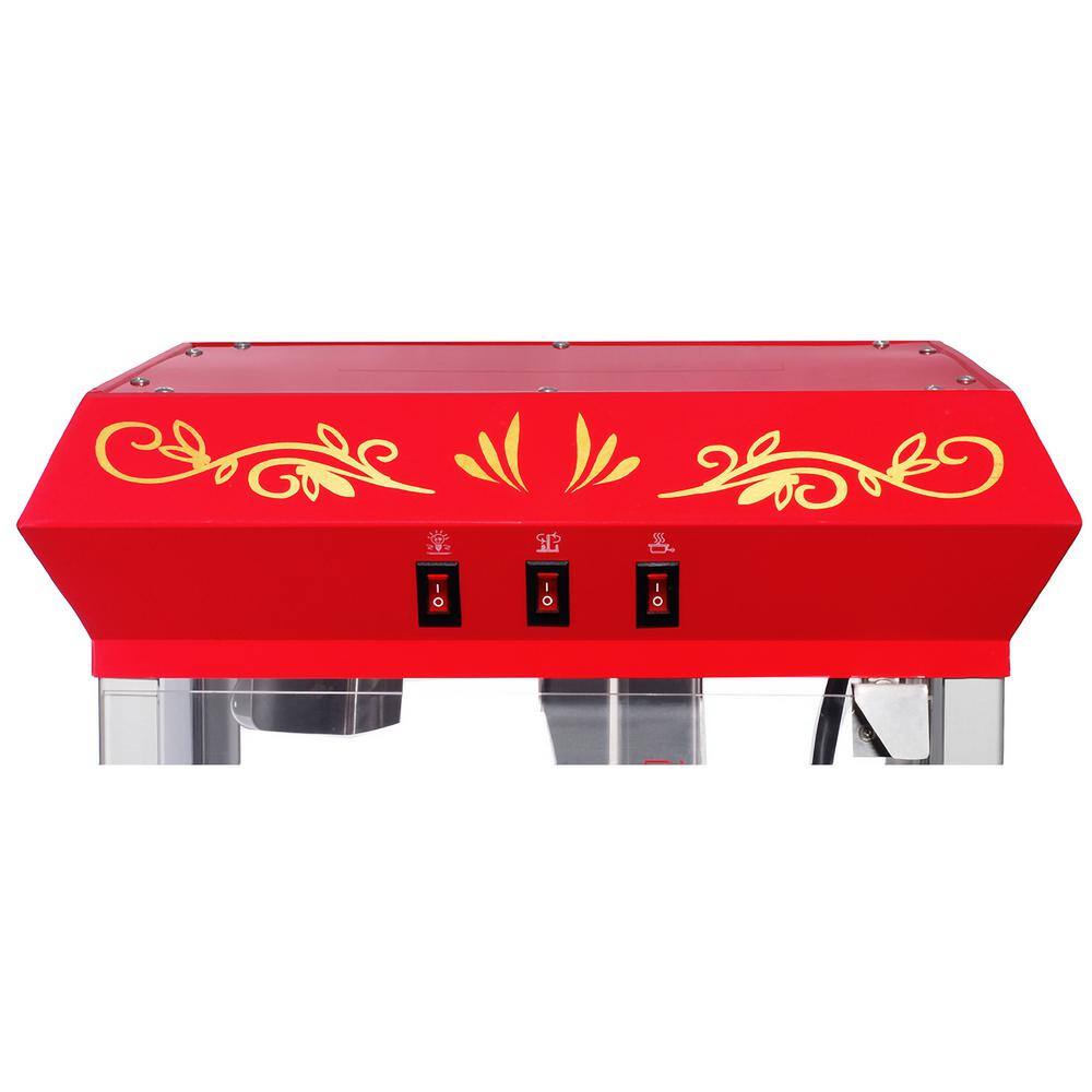 Vintage Red Stainless Steel Countertop Popcorn Machine