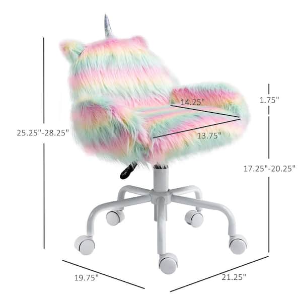 HOMCOM Rainbow color Faux Fur Unicorn Office Chair with Mid-Back