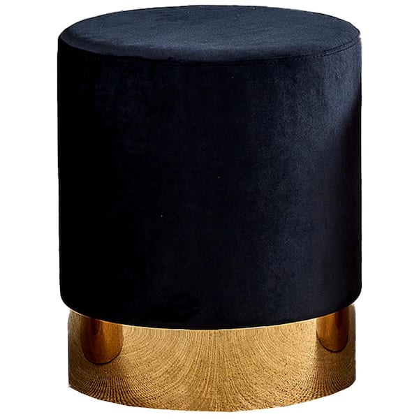Best Master Furniture Emma 17 in. H x 14.5 in. W x 14.5 in. D Velvet Black Round Stool