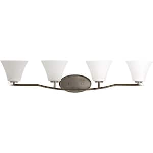 Bravo Collection 4-Light Antique Bronze Etched Glass Modern Bath Vanity Light