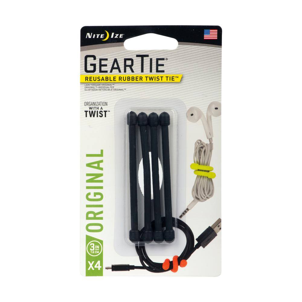 3 in. Gear Tie in Black (4-Pack) price history on PriceWatchPro
