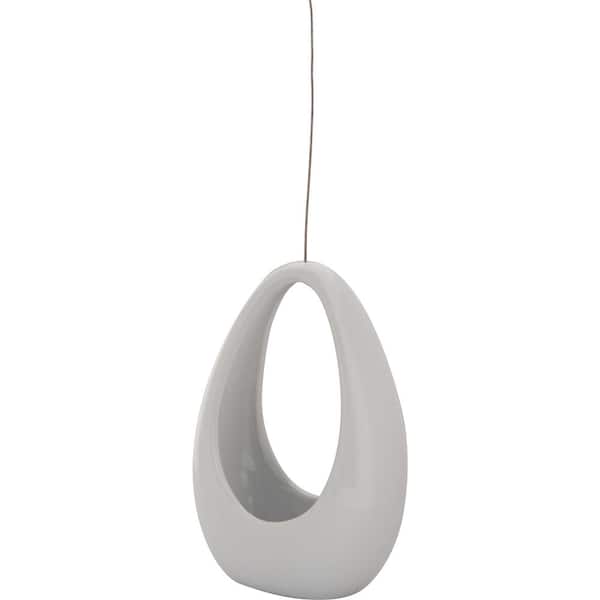 Pride Garden Products Live Green Nidos 4 in. White Ceramic Hanging Egg Planter