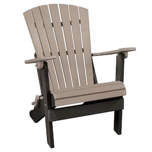 Adirondack Weatherwood On Black Folding Composite Adirondack Chair