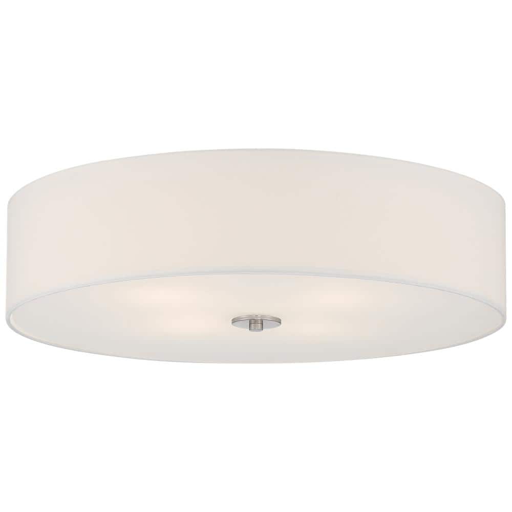 Sleek Brushed Steel LED Drum Flush Mount Ceiling Light