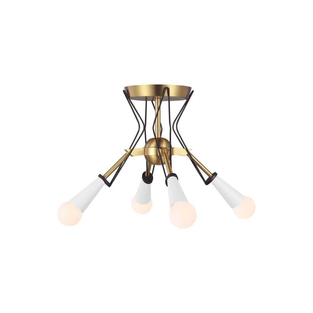 Ellen's Piro Burnished Brass & Midnight Black 4-Light Flush Mount