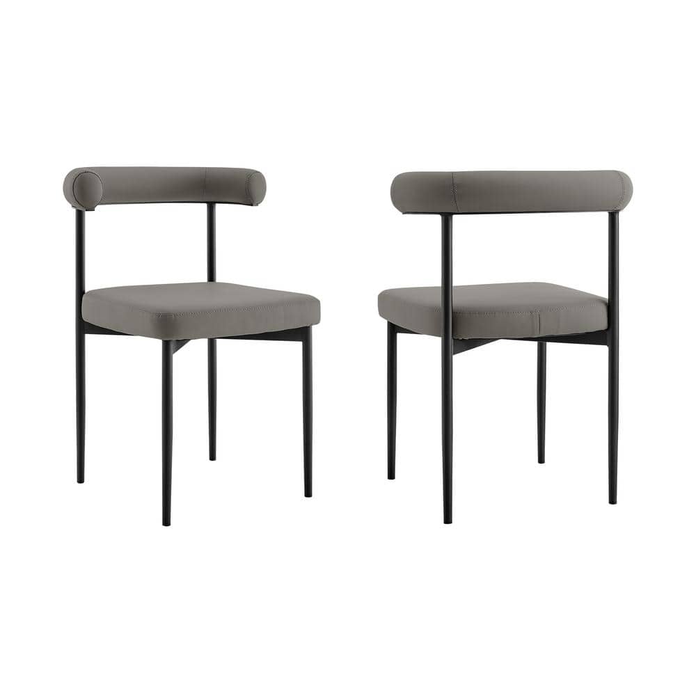 Shannon Gray Faux Leather and Metal Dining Chairs Set of 2