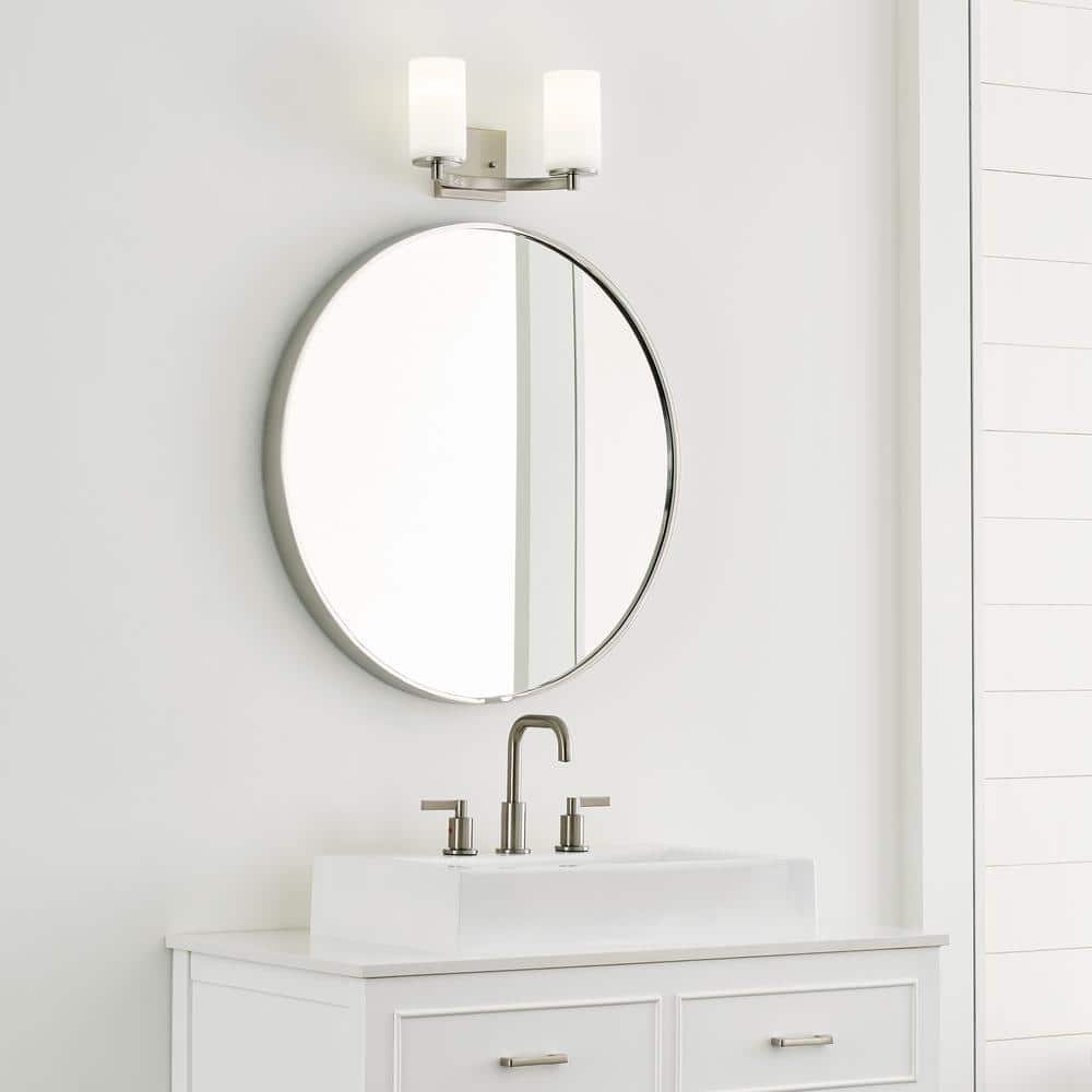 Hettinger Brushed Nickel 2-Light Vanity with Etched Glass Shades