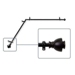 28 in. to 48 in. Adjustable 13/16 in. Corner Window Curtain Rod in Black with Friedman Finials