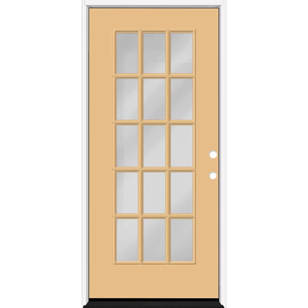 Reliant 36 in. x 80 in. Full Lite 15L SDL Clear Glass LHIS Jackfruit Finish Fiberglass Prehung Front Door w/6-9/16 Jamb price history on PriceWatchPro