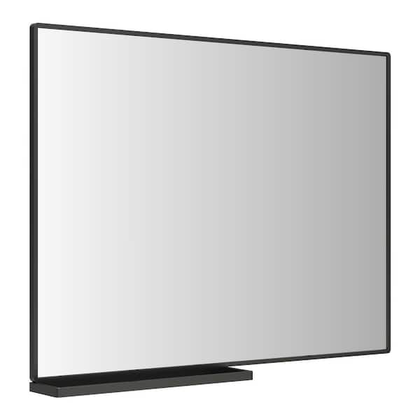 YSQCAR 40 in. W x 30 in. H Square Frame Vertical or Horizontal Hanging Decorative Wall Bathroom Vanity Mirror in Black