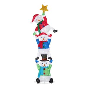 7 ft. Icicle Shimmer LED Stacked Snowmen Holiday Yard Decoration