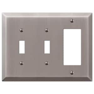 Metallic 3 Gang 2-Toggle and 1-Rocker Steel Wall Plate - Antique Nickel