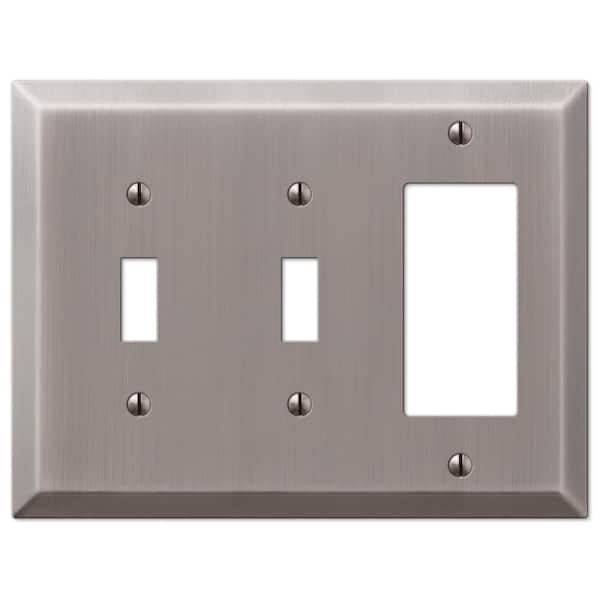 AMERELLE Metallic 3 Gang 2-Toggle and 1-Rocker Steel Wall Plate - Antique Nickel