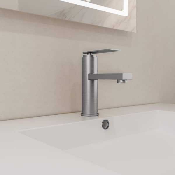 Single Handle Single Hole Bathroom Faucet with Valve in Brushed Nickel (1-Pack)