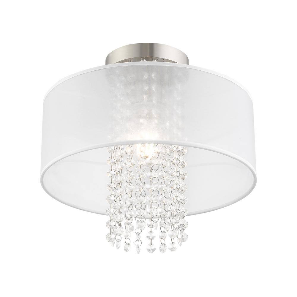 Bella Vista Brushed Nickel Crystal Drum Ceiling Light