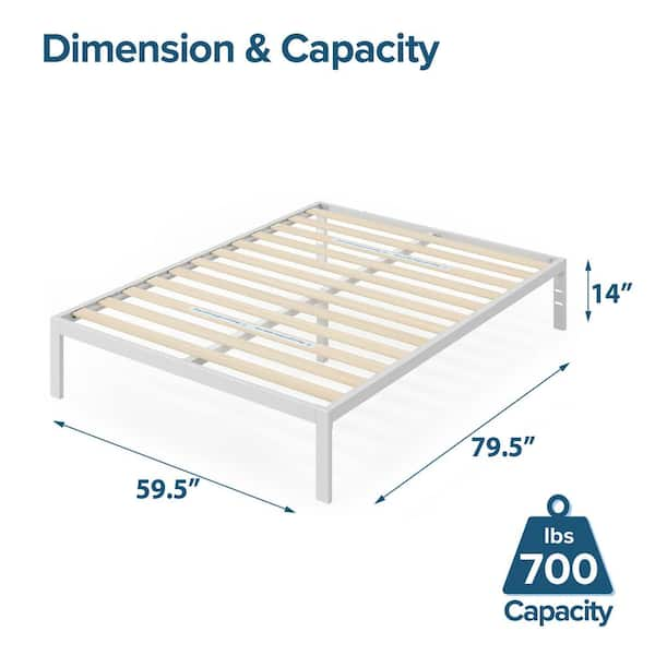 Zinus White Queen Metal Platform Bed Frame Without Headboard SPI 