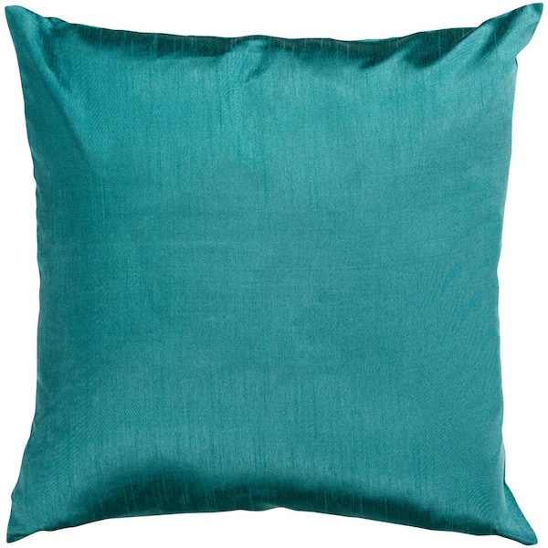 Livabliss Visoko Turquoise Solid Polyester 18 in. x 18 in. Throw Pillow