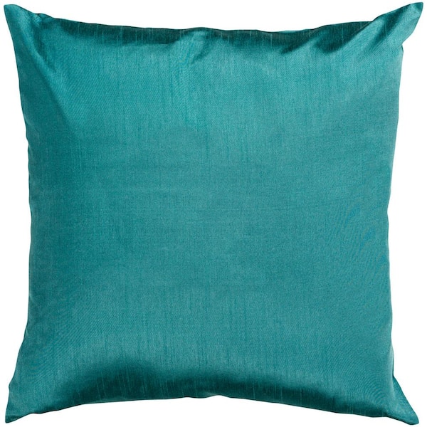Livabliss Visoko Turquoise Solid Polyester 22 in. x 22 in. Throw Pillow
