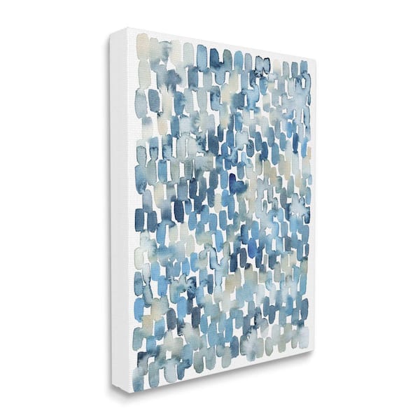 "Coastal Tile Abstract Soft Blue Beige Shapes" by Grace Popp Unframed Abstract Canvas Wall Art Print 36 in. x 48 in.
