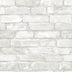 Grey And White Brick Vinyl Peel & Stick Wallpaper Roll (Covers 30.75 Sq. Ft.)