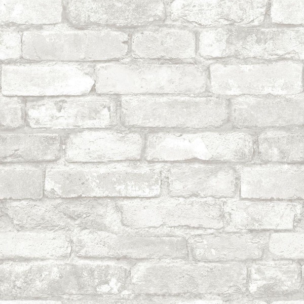 Light Grey Brick Look Contact Peel and Stick Prepasted Vinyl Paper Wallcovering 
