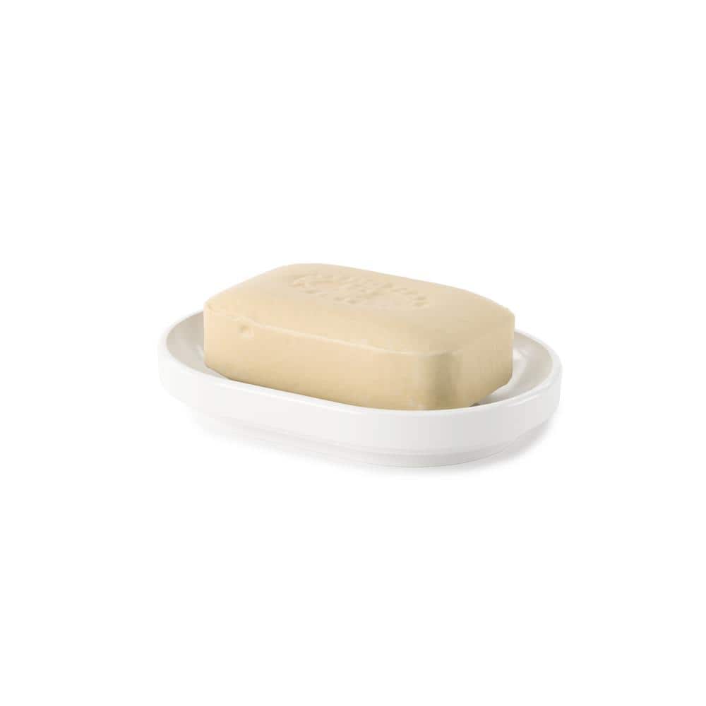 White Glossy Melamine Bathroom Soap Dish