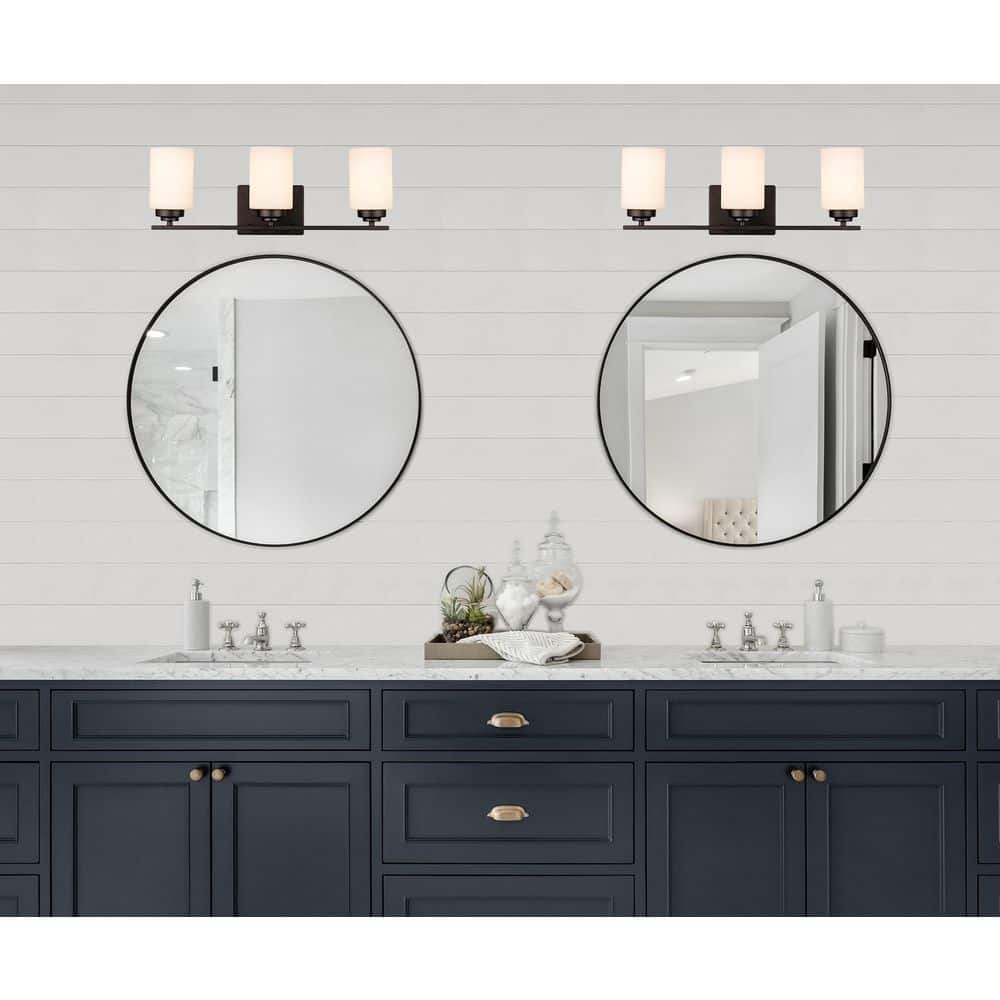 Mod Pod 22'' Bronze Vanity Bar with Frosted Glass Shades