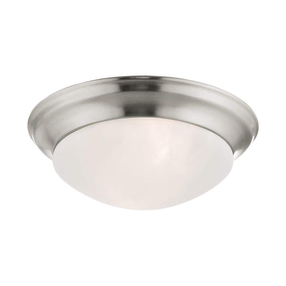 Coronado 14" Brushed Nickel Dome Ceiling Light with White Alabaster Glass