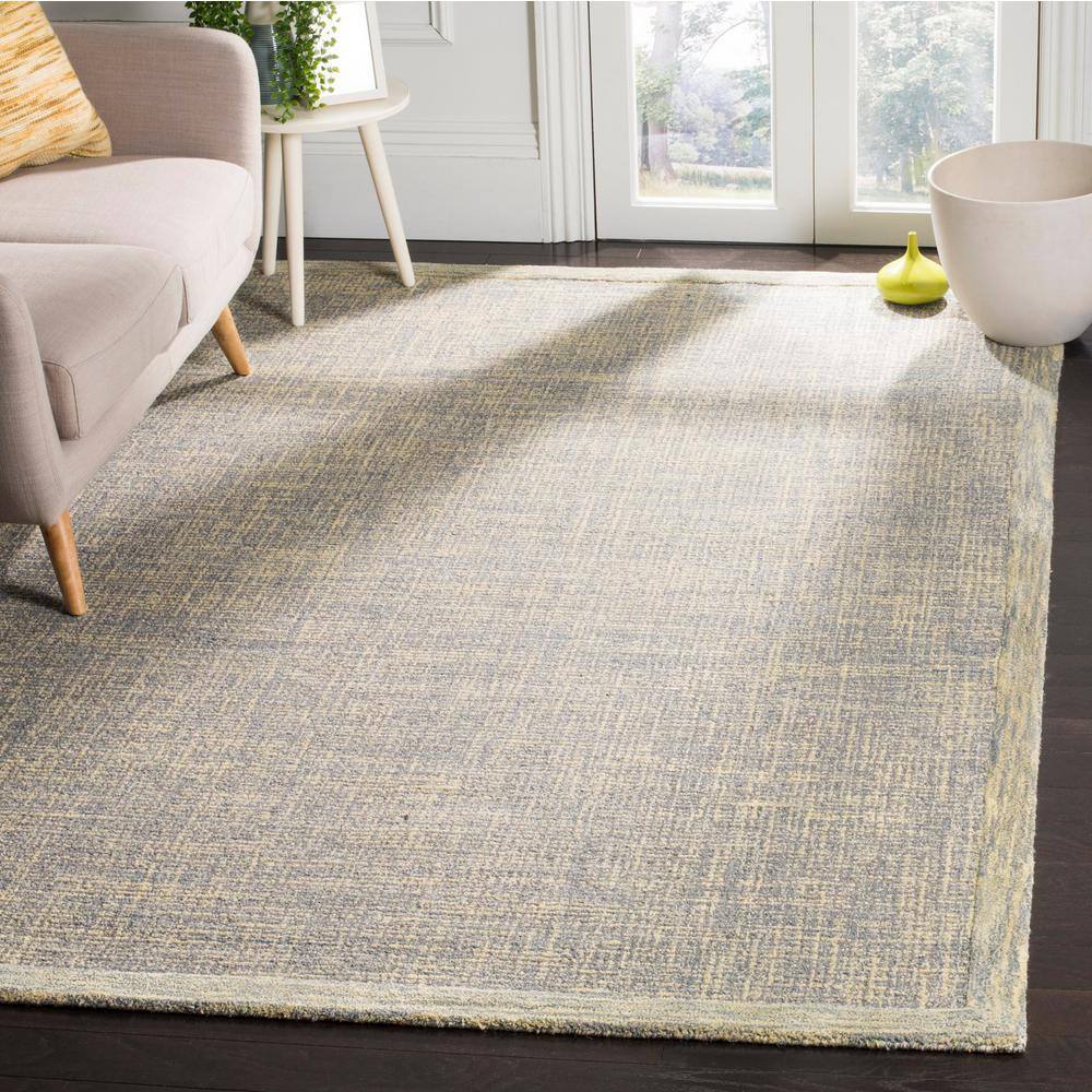 Gold and Grey Abstract Handmade Wool Area Rug