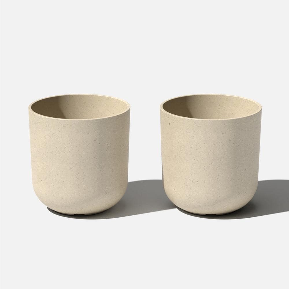 Kona Medium Sand Plastic Round Planter with Drainage Holes (10 in. L x 10 in. W x 10.25 in. H) (2-Pack) price history on PriceWatchPro