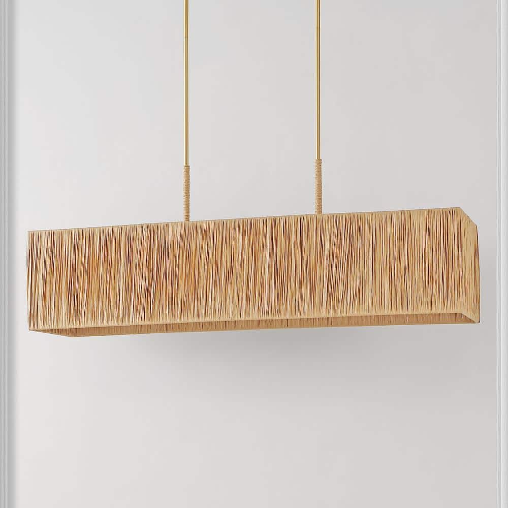 Amangiri Natural and Gold 5-Light LED Pendant with Brass Accents