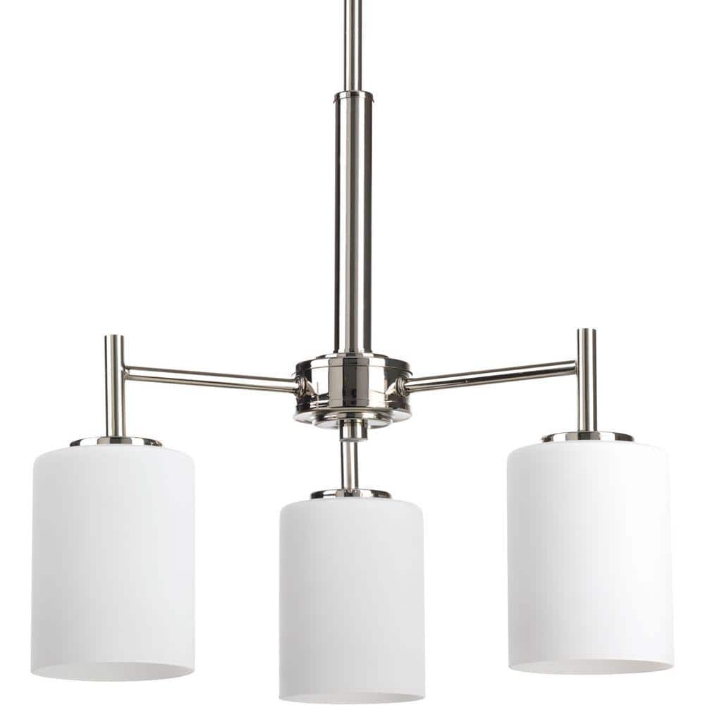 Replay Collection 3-Light Polished Nickel Etched White Glass Glass Modern Chandelier Light price history on PriceWatchPro